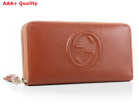 Gucci Interlocking G Zip Around Wallet in Brown 282413 Replica