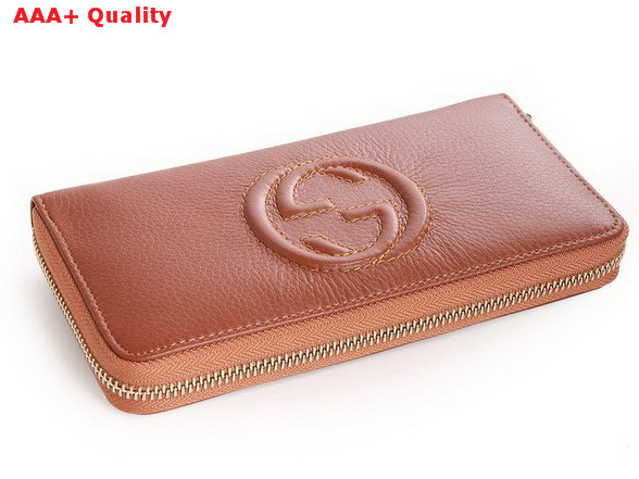 Gucci Interlocking G Zip Around Wallet in Brown 282413 Replica