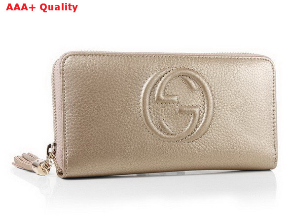 Gucci Interlocking G Zip Around Wallet in Gold 282413 Replica