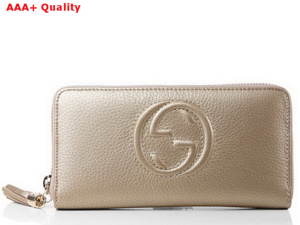 Gucci Interlocking G Zip Around Wallet in Gold 282413 Replica