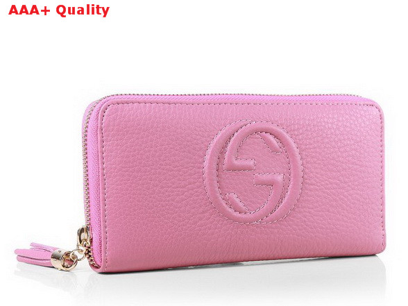 Gucci Interlocking G Zip Around Wallet in Pink 282413 Replica