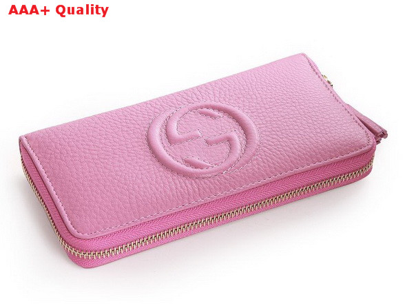 Gucci Interlocking G Zip Around Wallet in Pink 282413 Replica