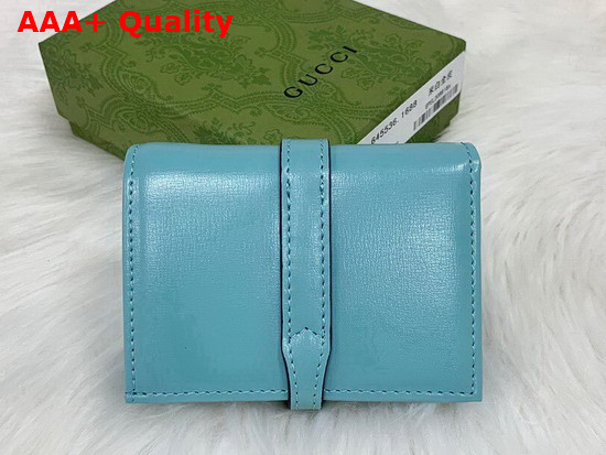 Gucci Jackie 1961 Card Case Wallet in Pastel Blue Leather 645536 Replica