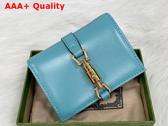 Gucci Jackie 1961 Card Case Wallet in Pastel Blue Leather 645536 Replica