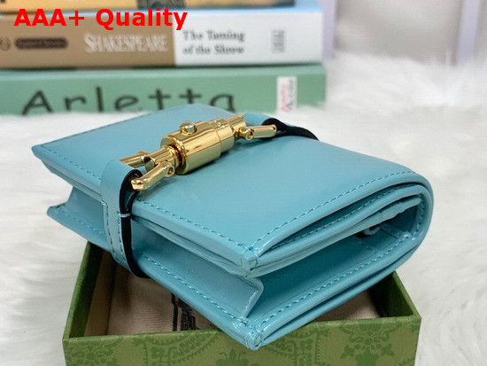 Gucci Jackie 1961 Card Case Wallet in Pastel Blue Leather 645536 Replica