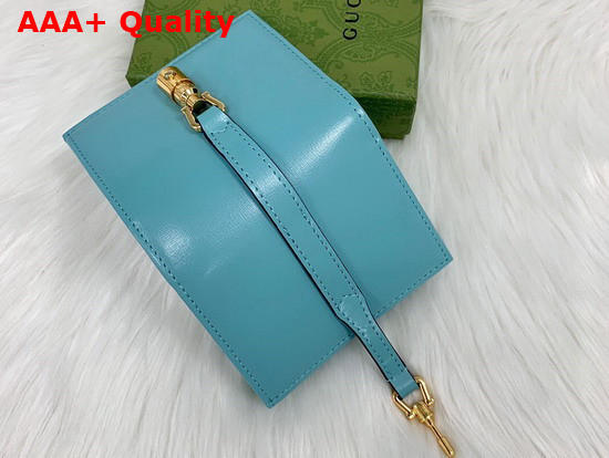 Gucci Jackie 1961 Card Case Wallet in Pastel Blue Leather 645536 Replica