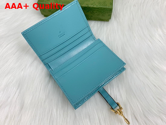 Gucci Jackie 1961 Card Case Wallet in Pastel Blue Leather 645536 Replica