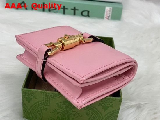 Gucci Jackie 1961 Card Case Wallet in Pastel Pink Leather 645536 Replica