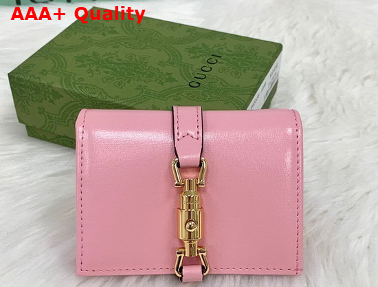 Gucci Jackie 1961 Card Case Wallet in Pastel Pink Leather 645536 Replica