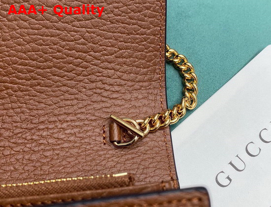 Gucci Jackie 1961 Chain Wallet in Blue GG Jacquard Denim and Brown Leather Trim 652681 Replica