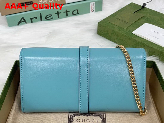 Gucci Jackie 1961 Chain Wallet in Pastel Blue Leather 651681 Replica