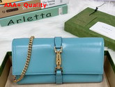 Gucci Jackie 1961 Chain Wallet in Pastel Blue Leather 651681 Replica