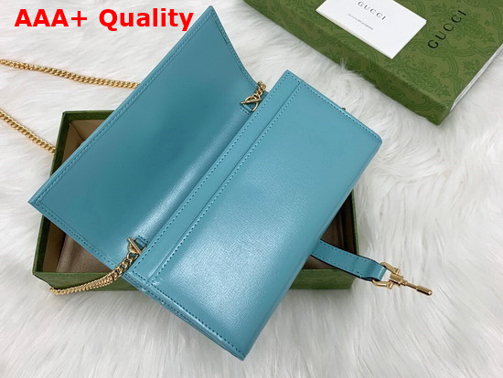 Gucci Jackie 1961 Chain Wallet in Pastel Blue Leather 651681 Replica