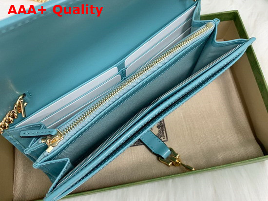 Gucci Jackie 1961 Chain Wallet in Pastel Blue Leather 651681 Replica