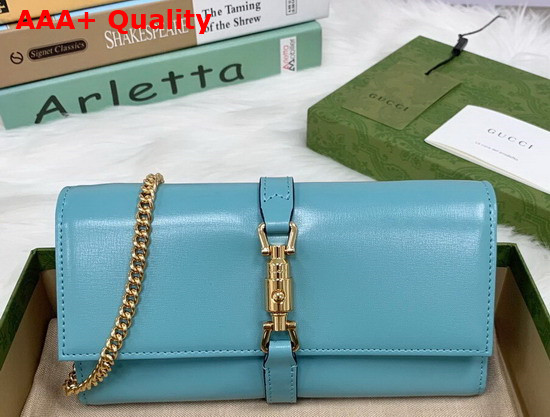 Gucci Jackie 1961 Chain Wallet in Pastel Blue Leather 651681 Replica