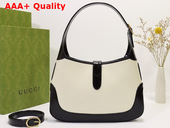 Gucci Jackie 1961 Medium Shoulder Bag White Leather with Black Leather Trim 636710 Replica