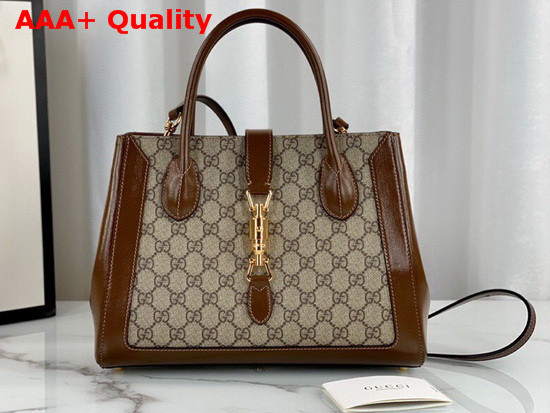 Gucci Jackie 1961 Medium Tote Bag in Beige Ebony GG Supreme Canvas 649016 Replica