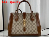 Gucci Jackie 1961 Medium Tote Bag in Beige Ebony GG Supreme Canvas 649016 Replica