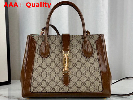 Gucci Jackie 1961 Medium Tote Bag in Beige Ebony GG Supreme Canvas 649016 Replica