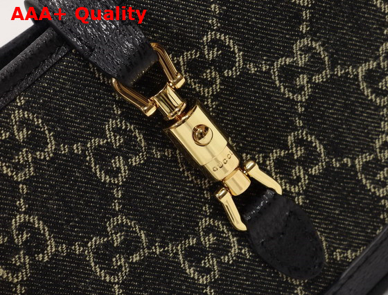 Gucci Jackie 1961 Mini Shoulder Bag Black and Beige GG Denim Jacquard 685127 Replica