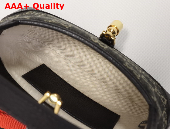 Gucci Jackie 1961 Mini Shoulder Bag Black and Beige GG Denim Jacquard 685127 Replica