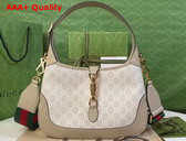 Gucci Jackie 1961 Small GG Shoulder Bag Beige and White GG Supreme Canvas 678843 Replica