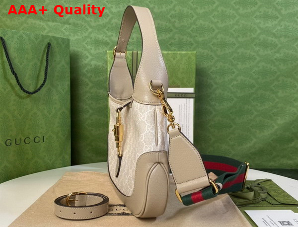 Gucci Jackie 1961 Small GG Shoulder Bag Beige and White GG Supreme Canvas 678843 Replica