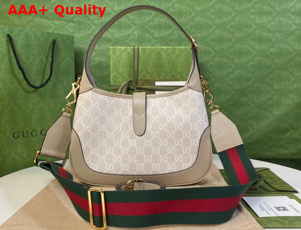 Gucci Jackie 1961 Small GG Shoulder Bag Beige and White GG Supreme Canvas 678843 Replica