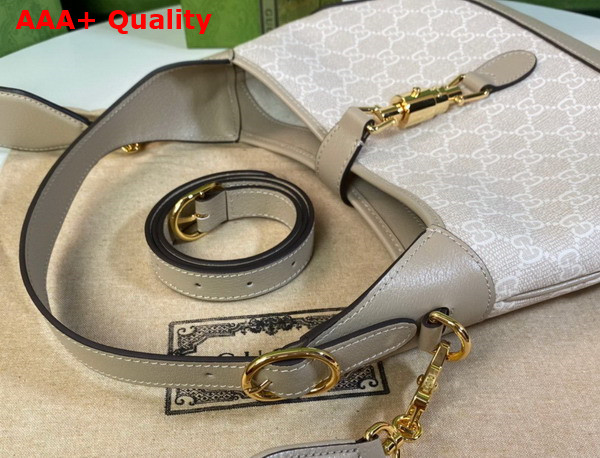 Gucci Jackie 1961 Small GG Shoulder Bag Beige and White GG Supreme Canvas 678843 Replica