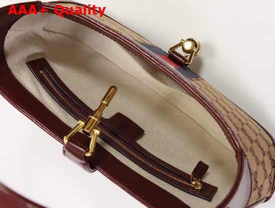 Gucci Jackie 1961 Small Shoulder Bag Beige and Burgundy Original GG Canvas 636706 Replica