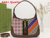 Gucci Jackie 1961 Small Shoulder Bag Beige and Ebony GG Supreme Canvas with Geometric Print 636706 Replica