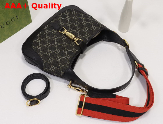 Gucci Jackie 1961 Small Shoulder Bag Black and Ivory GG Denim Jacquard 678843 Replica