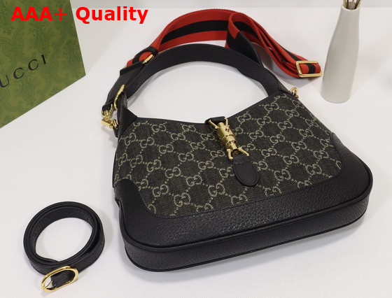 Gucci Jackie 1961 Small Shoulder Bag Black and Ivory GG Denim Jacquard 678843 Replica