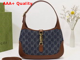 Gucci Jackie 1961 Small Shoulder Bag Blue and Ivory GG Jacqurd Denim 636706 Replica