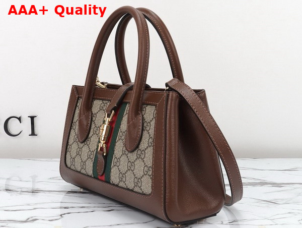 Gucci Jackie 1961 Small Tote Bag in Beige and Ebony GG Supreme Canvas 772126 Replica