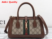 Gucci Jackie 1961 Small Tote Bag in Beige and Ebony GG Supreme Canvas 772126 Replica