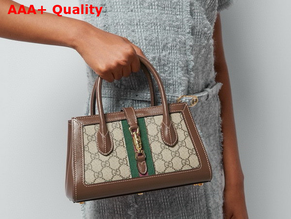 Gucci Jackie 1961 Small Tote Bag in Beige and Ebony GG Supreme Canvas 772126 Replica