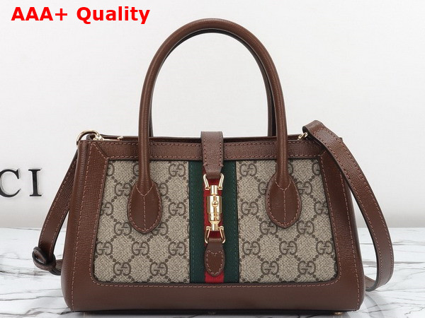 Gucci Jackie 1961 Small Tote Bag in Beige and Ebony GG Supreme Canvas 772126 Replica