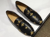 Gucci Jordaan Embroidered Leather Loafer in Black Leather