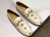 Gucci Jordaan Embroidered Leather Loafer in White Leather