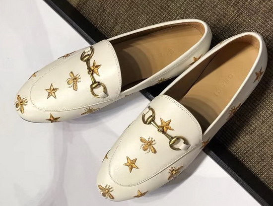 Gucci Jordaan Embroidered Leather Loafer in White Leather