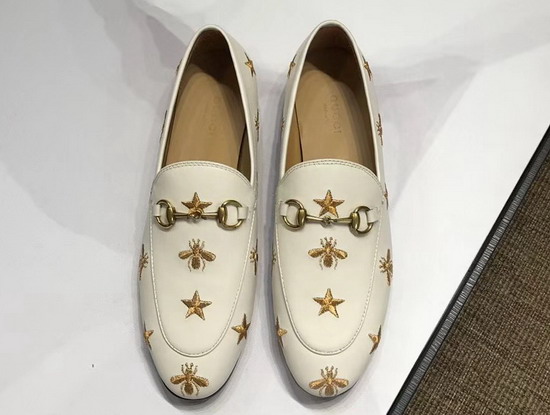 Gucci Jordaan Embroidered Leather Loafer in White Leather