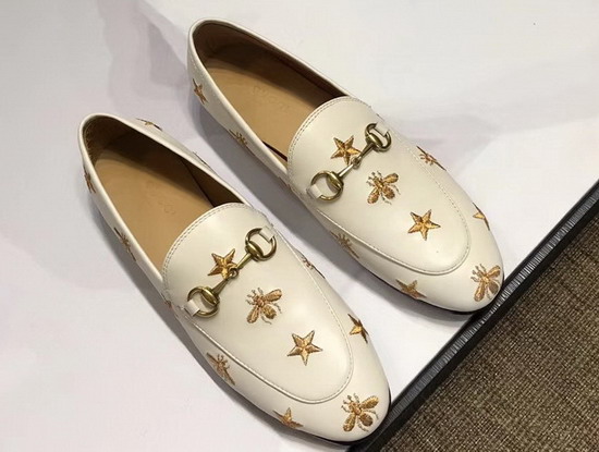 Gucci Jordaan Embroidered Leather Loafer in White Leather