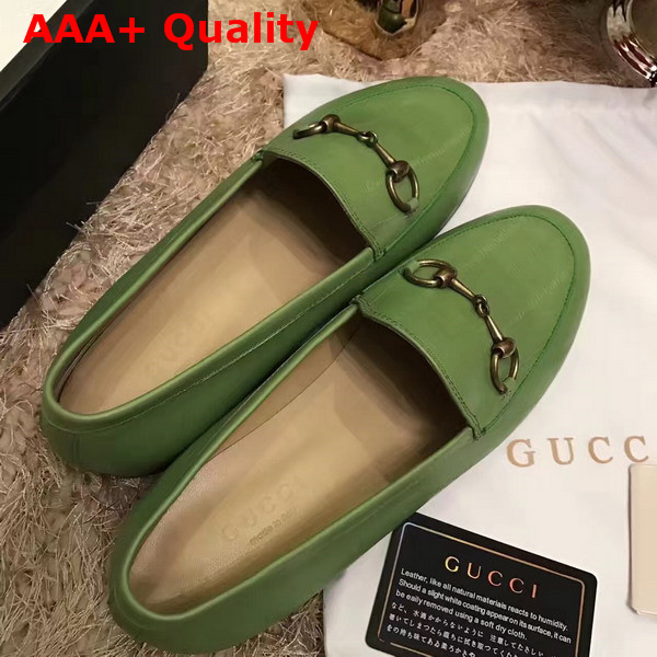 Gucci Jordaan Leather Loafer in Green Replica