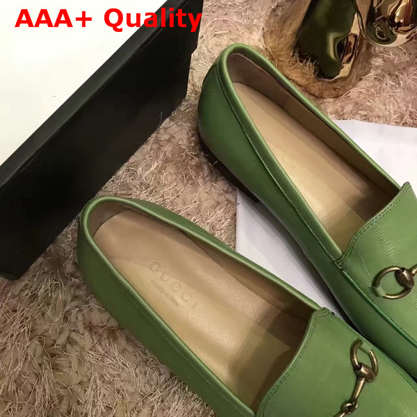 Gucci Jordaan Leather Loafer in Green Replica