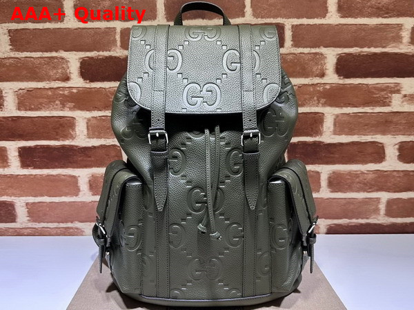 Gucci Jumbo GG Backpack in Dark Green Leather 625770 Replica