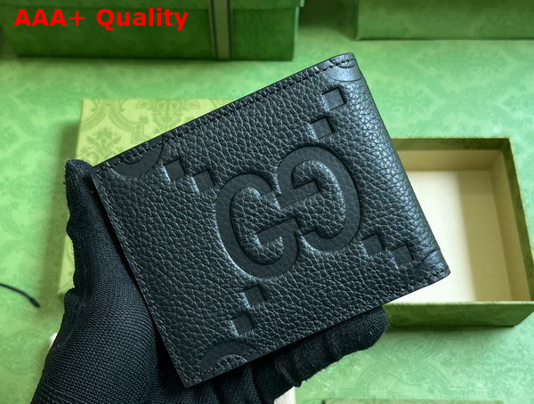 Gucci Jumbo GG Bi Fold Wallet in Black Leather 739475 Replica