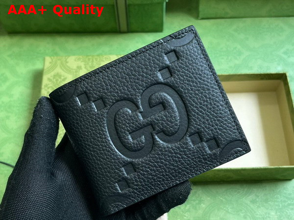 Gucci Jumbo GG Bi Fold Wallet in Black Leather 739475 Replica