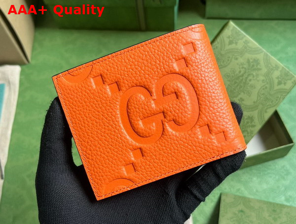 Gucci Jumbo GG Bi Fold Wallet in Ornage Leather 739475 Replica