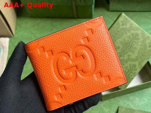 Gucci Jumbo GG Bi Fold Wallet in Ornage Leather 739475 Replica